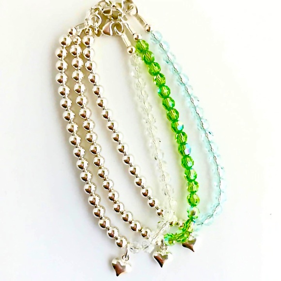 Dainty Swarovski + Sterling Silver Charm Bracelets - Picture 2 of 4